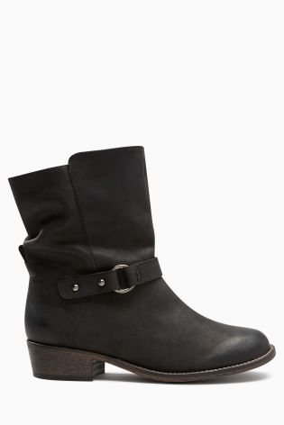 Leather Casual Strap Ankle Boots